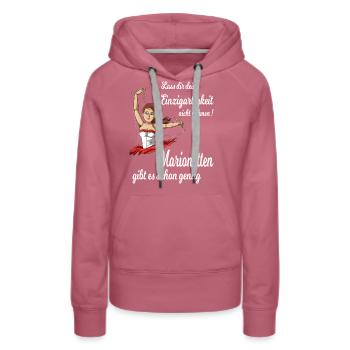 Marionetten gibt es schon genug - Frauen Premium Bio Hoodie - Malve - Vorne - Isabella (175cm)