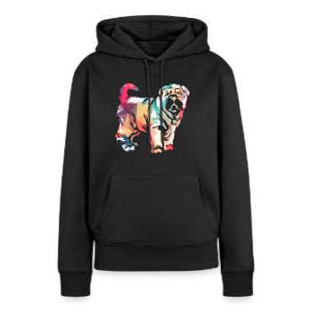 Shar Pei - Sweat à capuche Premium bio Femme - noir - Devant - Julia (174cm)