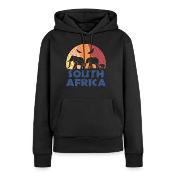 Afrique du Sud Afrique du Sud Famille Eléphants Retro - Sweat à capuche Premium bio Femme - noir - Devant - Julia (174cm)