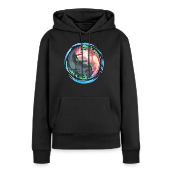 Axolotl Ying Yang - Sweat à capuche Premium bio Femme - noir - Devant - Julia (174cm)