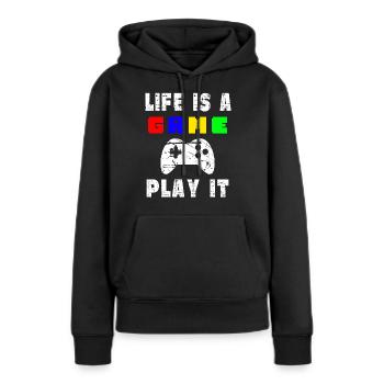 Das Leben Ist Ein Spiel Spielen Sie Es - Frauen Premium Bio Hoodie - Schwarz - Vorne - Julia (174cm)