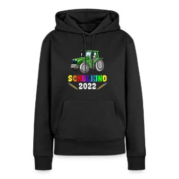 Schulkind 2022 | Traktor Schulkind - Frauen Premium Bio Hoodie - Schwarz - Vorne - Julia (174cm)