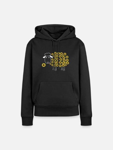 Agneau doux avec tournesol fleur - Sweat à capuche Premium bio Femme - noir