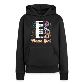 Piano Piano Piano Touches de piano Piano - Sweat à capuche Premium bio Femme - noir - Devant - Julia (174cm)