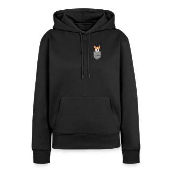 Corgi in der Brusttasche Hundeliebhaber Corgi Hund - Frauen Premium Bio Hoodie - Schwarz - Vorne - Julia (174cm)