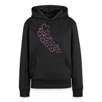 Aufsteigende Rosa Herzen - Frauen Premium Bio Hoodie - Schwarz - Vorne - Julia (174cm)