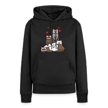 Furet Frett - Sweat à capuche Premium bio Femme - noir - Devant - Julia (174cm)