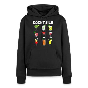Cocktail - Sweat à capuche Premium bio Femme - noir - Devant - Julia (174cm)