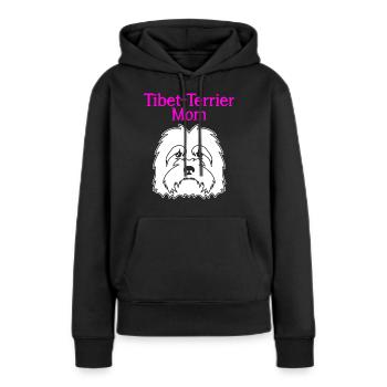Terrier tibétain Maman Maman Terrier tibétain - Sweat à capuche Premium bio Femme - noir - Devant - Julia (174cm)