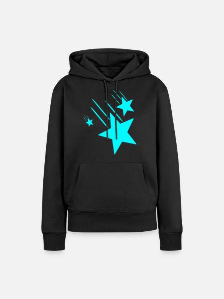 3 Türkisfarbende Sterne - Frauen Premium Bio Hoodie - Schwarz