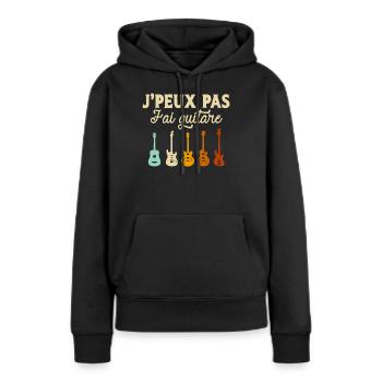 J'Peux Pas J'ai Guitare Cadeau Guitariste - Sweat à capuche Premium bio Femme - noir - Devant - Julia (174cm)