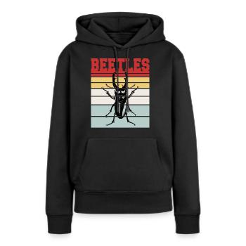 BEETLES - Frauen Premium Bio Hoodie - Schwarz - Vorne - Julia (174cm)