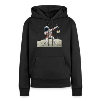 Bitcoin sur la lune Astronaute Bitcoin - Sweat à capuche Premium bio Femme - noir - Devant - Julia (174cm)