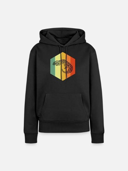 GECKO Retro Gekko Shirt - Frauen Premium Bio Hoodie - Schwarz
