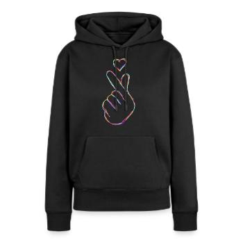 Kpop Fingers Musique Pop Coréenne K-Pop - Sweat à capuche Premium bio Femme - noir - Devant - Julia (174cm)
