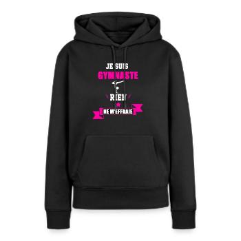 gymnaste Rien ne m'effraie - Sweat à capuche Premium bio Femme - noir - Devant - Julia (174cm)