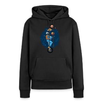 Weirdcore Esthétique Squelette Globe Oculaire Planètes - Sweat à capuche Premium bio Femme - noir - Devant - Julia (174cm)