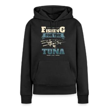 Pêche en haute mer Pêche au thon - Sweat à capuche Premium bio Femme - noir - Devant - Julia (174cm)