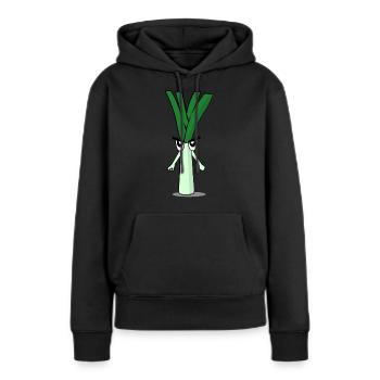 Regardé en poireaux Regardé en - Sweat à capuche Premium bio Femme - noir - Devant - Julia (174cm)