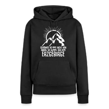 Erzgebirge Berge Wandern Erzgebirger - Frauen Premium Bio Hoodie - Schwarz - Vorne - Julia (174cm)