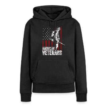 Citation d’un vétéran vétéran américain - Sweat à capuche Premium bio Femme - noir - Devant - Julia (174cm)