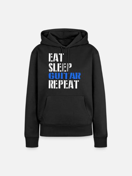 Eat. Sleep. Guitar. Repeat. - Frauen Premium Bio Hoodie - Schwarz