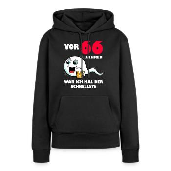 66. Geburtstag lustig 66.Ehrentag 66. Jubiläum - Frauen Premium Bio Hoodie - Schwarz - Vorne - Julia (174cm)