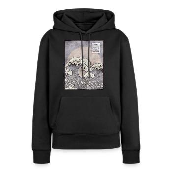 Esthétique japonaise Kanagawa Wave timbre-poste G - Sweat à capuche Premium bio Femme - noir - Devant - Julia (174cm)