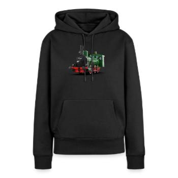 Dampflok Zug I Eisenbahn Lokomotive - Frauen Premium Bio Hoodie - Schwarz - Vorne - Julia (174cm)