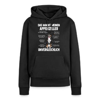 Appenzeller Sennenhund Kuscheltier Hund - Frauen Premium Bio Hoodie - Schwarz - Vorne - Julia (174cm)