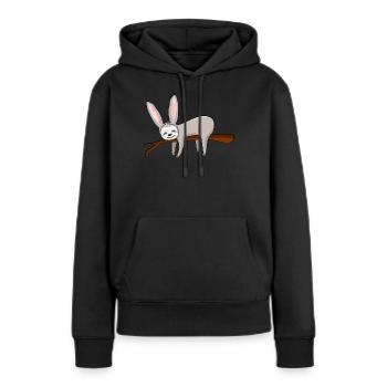 Lapin de Pâques Lapin Paresseux Lapin Pâques - Sweat à capuche Premium bio Femme - noir - Devant - Julia (174cm)