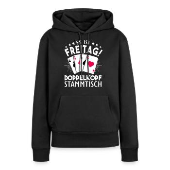 Doppelkopf - Frauen Premium Bio Hoodie - Schwarz - Vorne - Julia (174cm)