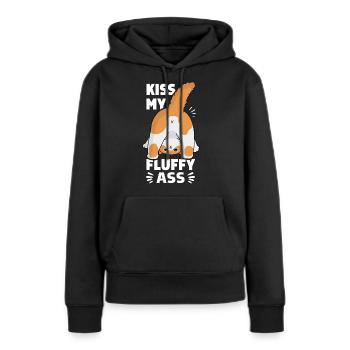 Embrasse mes fesses moelleuses - Sweat à capuche Premium bio Femme - noir - Devant - Julia (174cm)