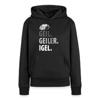 Igel - Frauen Premium Bio Hoodie - Schwarz - Vorne - Julia (174cm)