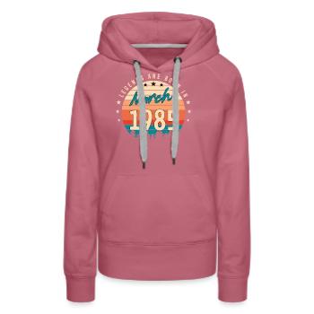 Geboren März 1985 Vintage - Frauen Premium Bio Hoodie - Malve - Vorne - Isabella (175cm)