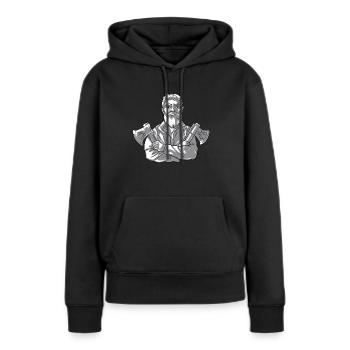 Concours de hache Lancer de hache lancer de hache hache lancer hache - Sweat à capuche Premium bio Femme - noir - Devant - Julia (174cm)