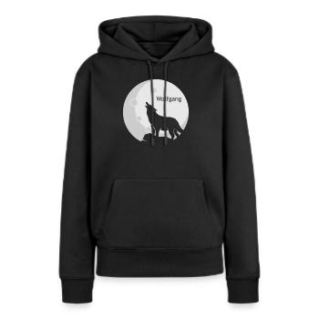 WOLFGANG Nom Wolf Outfit pour le jour du nom avec le nom - Sweat à capuche Premium bio Femme - noir - Devant - Julia (174cm)