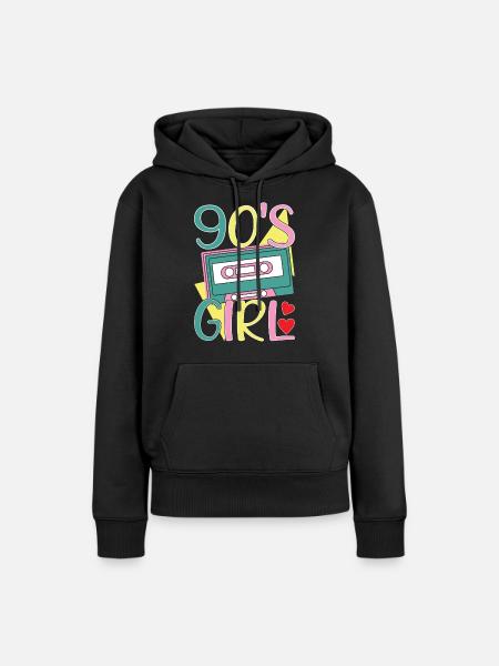 90er Party 90 s - Frauen Premium Bio Hoodie - Schwarz