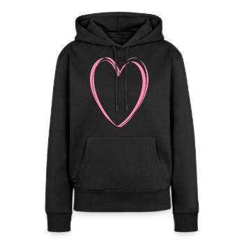 Cœur Rose - Sweat à capuche Premium bio Femme - noir - Devant - Julia (174cm)