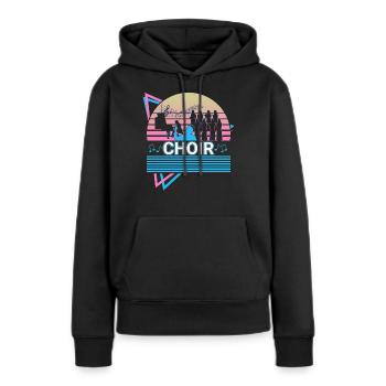 Chant choral rétro - Sweat à capuche Premium bio Femme - noir - Devant - Julia (174cm)