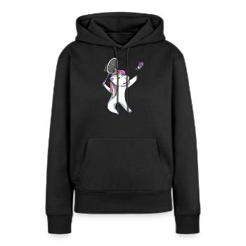 Einhorn Badminton - Frauen Premium Bio Hoodie - Schwarz - Vorne - Julia (174cm)