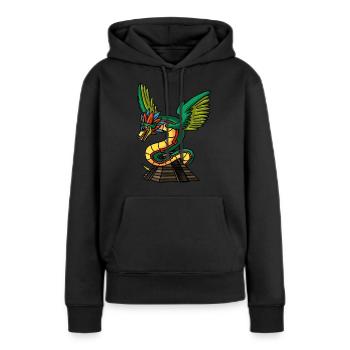 Quetzalcoatl Aztec Serpent Temple Maya Inca - Sweat à capuche Premium bio Femme - noir - Devant - Julia (174cm)