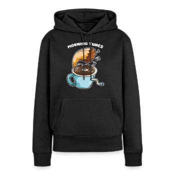 Morning Tunes Kaffee Musik Grammophon - Frauen Premium Bio Hoodie - Schwarz - Vorne - Julia (174cm)