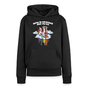 Die Ursprünge von Rainbows Vomit Unicorn Kotzen - Frauen Premium Bio Hoodie - Schwarz - Vorne - Julia (174cm)