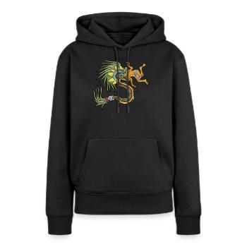 Quetzalcoatl Aztec Maya Serpent à plumes - Sweat à capuche Premium bio Femme - noir - Devant - Julia (174cm)