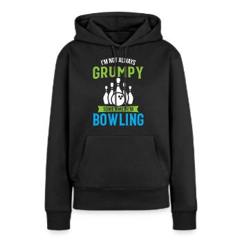 Je ne suis pas toujours grincheux Parfois je joue au bowling - Spor - Sweat à capuche Premium bio Femme - noir - Devant - Julia (174cm)