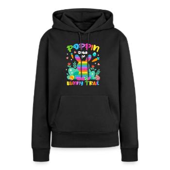 Poppin Down The Rabbit Trail Kaninchen mit Osterei - Frauen Premium Bio Hoodie - Schwarz - Vorne - Julia (174cm)