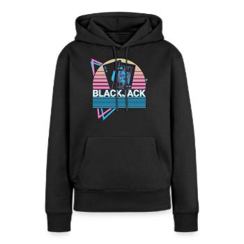 Blackjack Pik Jack Casino Joueur Jeu Gesc - Sweat à capuche Premium bio Femme - noir - Devant - Julia (174cm)