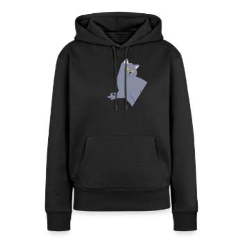 Jeu regardé avec chat Regardé dans - Sweat à capuche Premium bio Femme - noir - Devant - Julia (174cm)