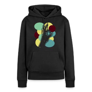 Regardé dans Rétro Regardé dans - Sweat à capuche Premium bio Femme - noir - Devant - Julia (174cm)